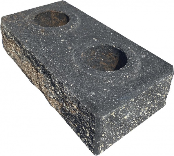 Цегла гіперпресована LEGO-FASAD колота кутова помаранчево-чорна