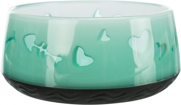 Миска Trixie для кошек Рыбка/Сердце пластиковая на резиновой основе 0.3 л 12 см (24420)