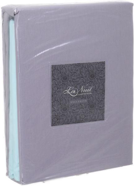 Комплект постільної білизни Моно сімейний сірий із блакитним La Nuit 