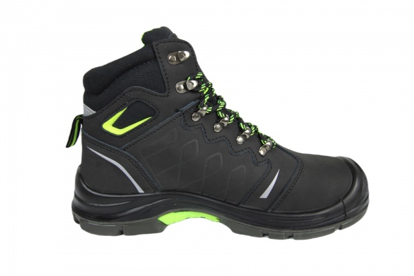 Ботинки профессиональные GTM Active с комп.носком на шнурках нубук р.45 870505 черный с желтым