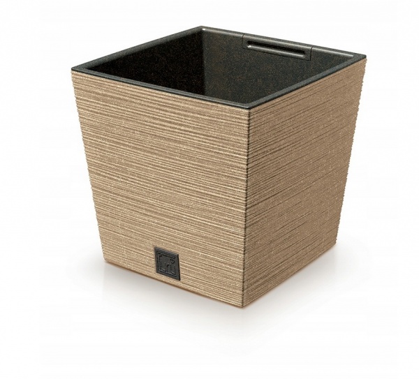 Горшок для цветов Prosperplast Furu Eco Wood 240 мм низкий с вкладышем бежевый квадратный 10 л (60031-4665) 