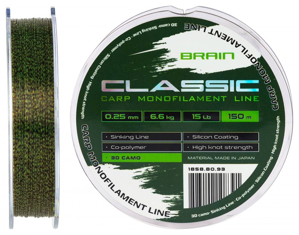 Леска Brain Classic Carp Line 3D (camo) 150 м 0,25 мм 6,6 кг