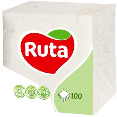 Салфетки столовые Ruta 24х24 см белые 100 шт.
