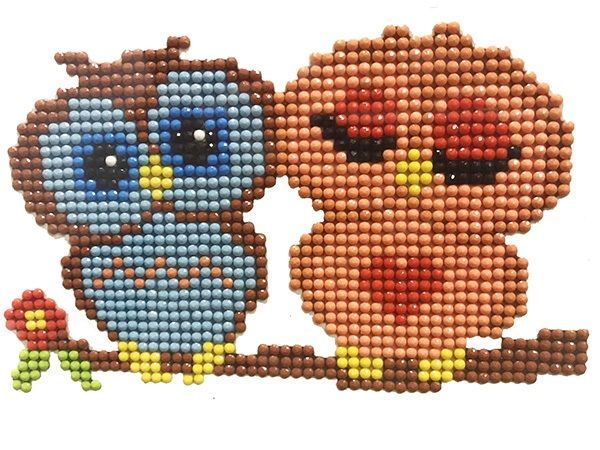 Набор для творчества со стразами (наклейка) Совята 17x12 см Діамантові ручки 