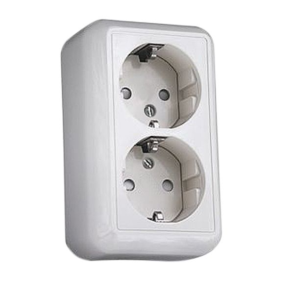 Розетка Wessen Прима RA16-214-1-BI двойная с заземлением белая