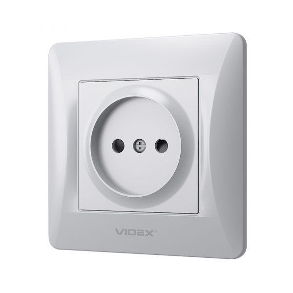 Розетка без заземления Videx Binera IP20 серебряный шелк VF-BNSK1-SS