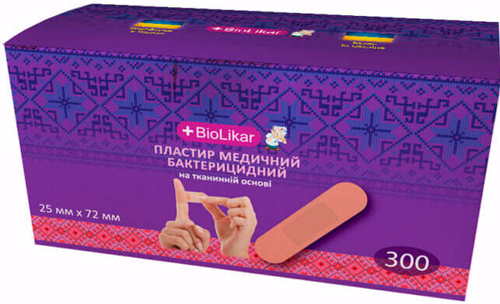 BioLikar Пластырь бактерицидный на тканевой основе 25мм x 72мм. 300 шт.