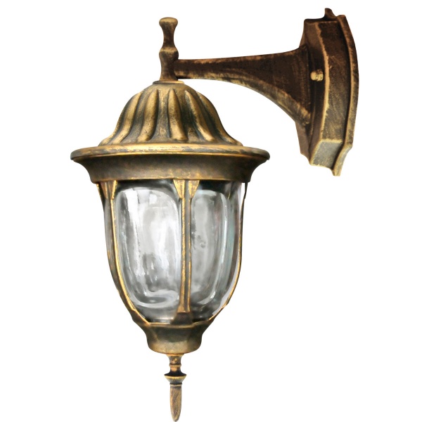 Светильник уличный настенный Polux Florencja Down E27 IP44 античная латунь 