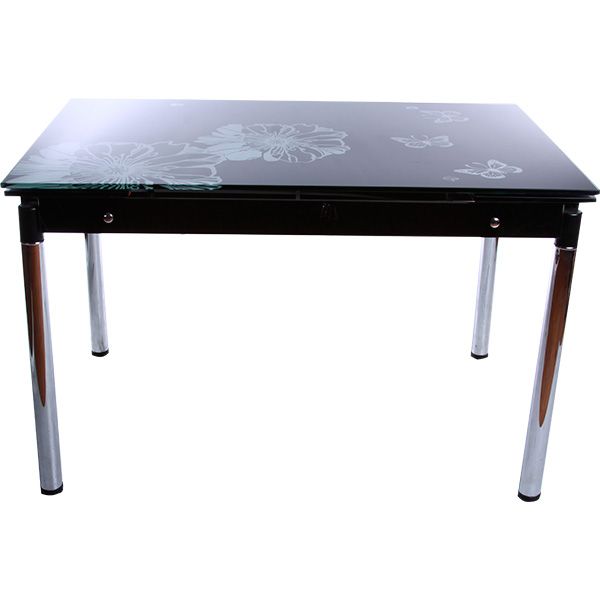 Стол обеденный White flowers стеклянный черный