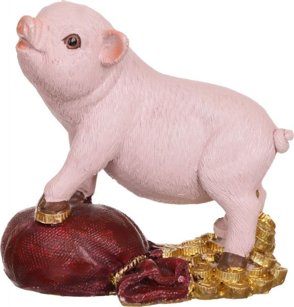 Декорація новорічна Сувенір Свинка на мішку 10х7,5 см ZY2177A 