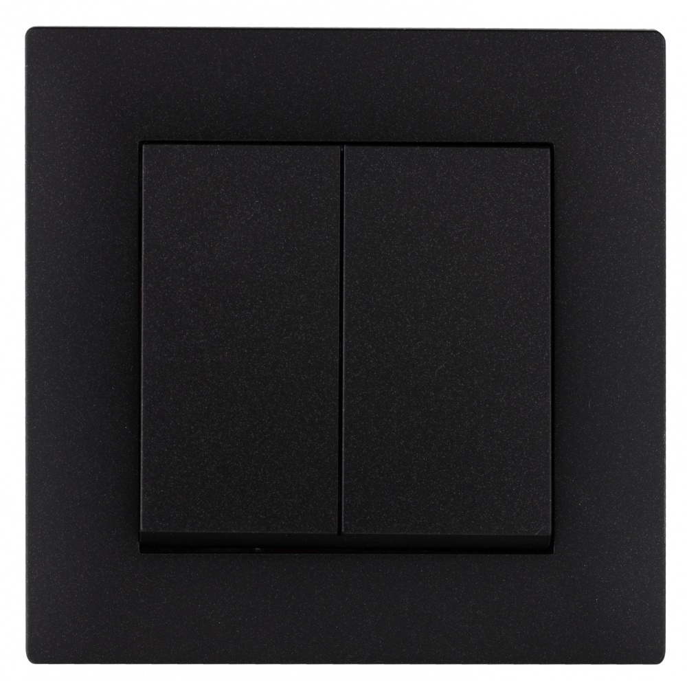 Вимикач двоклавішний Makel Rizz без підсвітки чорний матовий 88054003