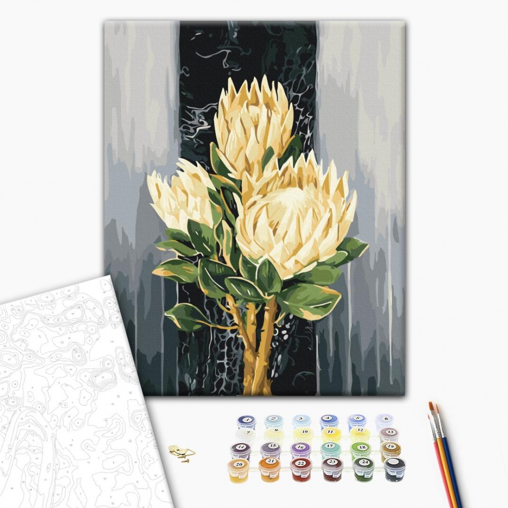 Картина за номерами Білі протеї 40х50 см Brushme