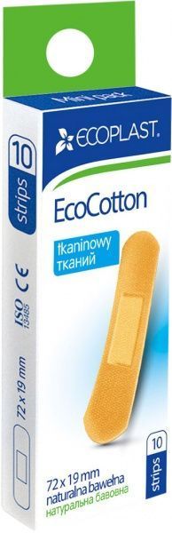 Лейкопластырь ECOPLAST тканевых EcoCotton 72х19 мм нестерильные 10 шт.