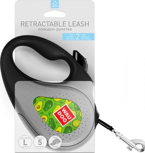 Поводок-рулетка WAUDOG с рисунком Авокадо L до 50 кг 5 м