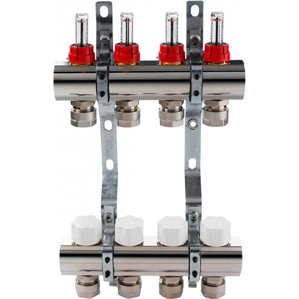 Колекторна група з витратомірами та термоклапанами Luxor М30х1,5 4 виходи з євроконусом 16х2