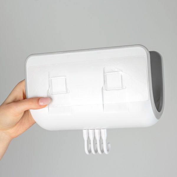 Держатель настенный с крючками клеящийся KP-10 WHITE/GRAY MVM