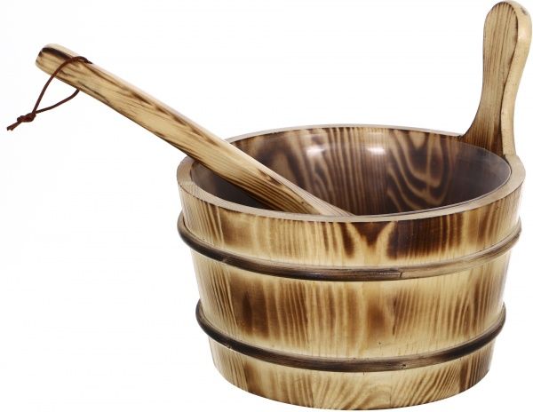 Набор для сауны шайка с черпаком и пластиковой емкостью 4 л KD-004B