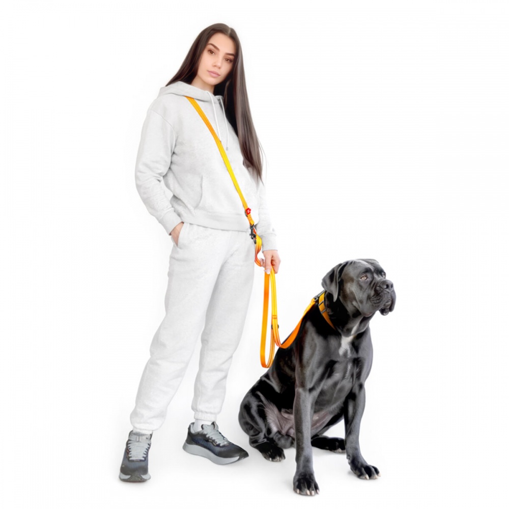 Повідець-перестібка Waudog Nylon Mono світловідбивний М Ш20 мм Д300 см помаранчевий