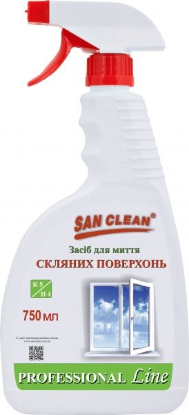 Засіб миючий для скла та дзеркал SAN CLEAN PROF Line 0,75л