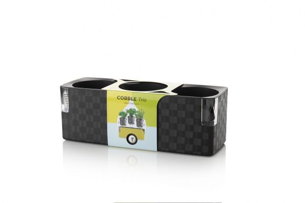 Вазон пластиковий Plastkon Cobble Trio 40x14x14 см прямокутний 6,2л антрацит 