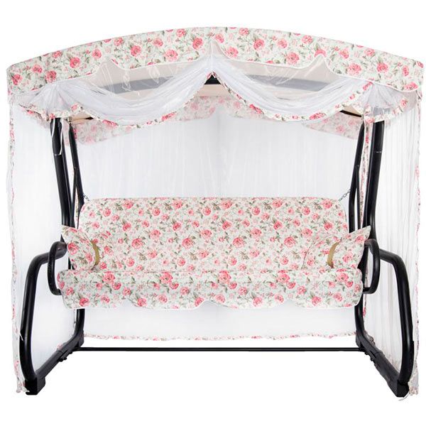Гойдалка з навісом Indigo Франческа рожеві піони з москітною сіткою 2094х1980х1430 мм 