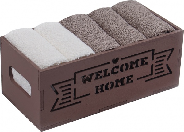 Набір рушників кухонних Wellcome Home (5 шт./уп.) 30x30 см коричневий Білтекс 