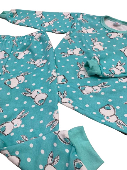 Пижама детская детские Моя планета зайцы на бирюзовом р.98–104 белый с зеленым 