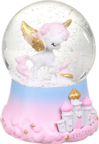 Сувенір новорічний куля снігова єдиноріг В-80-189 світлодіодна (LED) 