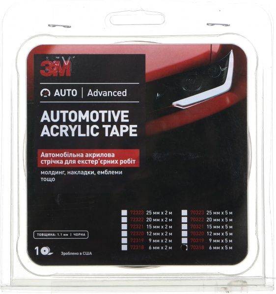 Стрічка автомобільна 3M VHB для монтажу молдингів 6x1,1 мм 5 м чорний