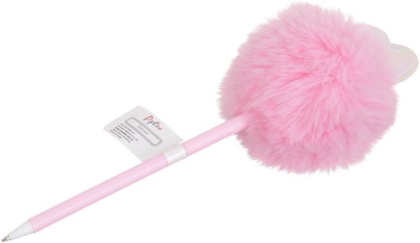 Ручка шариковая Розовое сердце с помпоном 