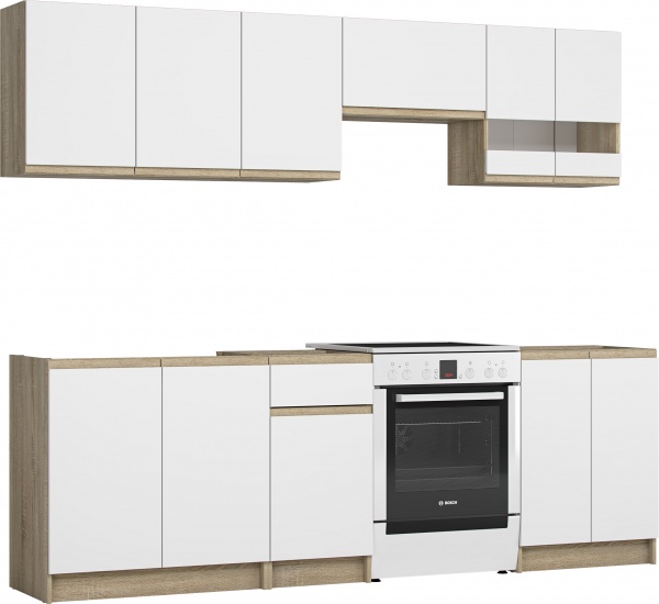 Кухня Катарина ЛЮКС_1 Грейд с ручкой J-pull ЛДСП 2,4 м 