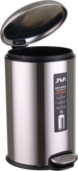 Ведро с педалью Java JH-8853 — 12L chrome SOFT CLOSE