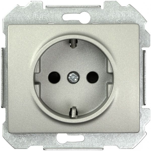 Розетка с заземлением Siemens Iris 2P+Z 16 А 250 В без шторок алюминий 18524 MA