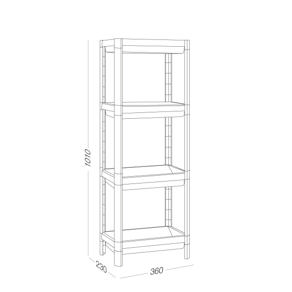 Етажерка MVM 4-рівнева FH-22/4 1010х360х230 мм білий