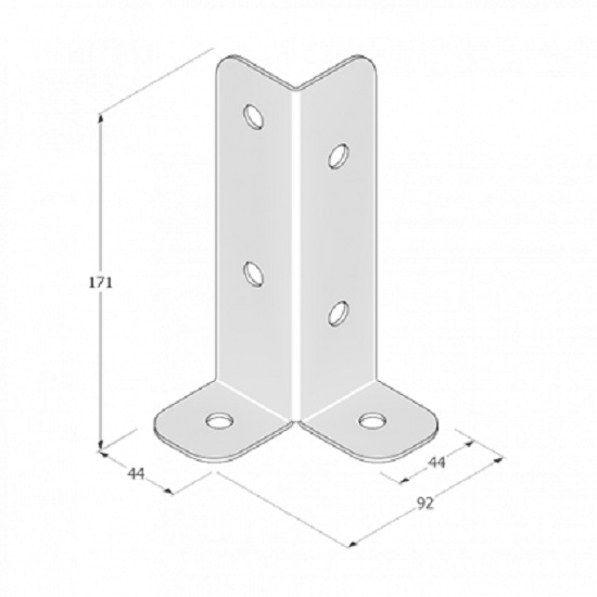 Опора колонны L-образная 45x45x170x2,0 мм 1 шт. 