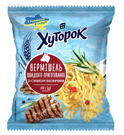 Вермишель Хуторок быстрого приготовления со вкусом говядины 60 г