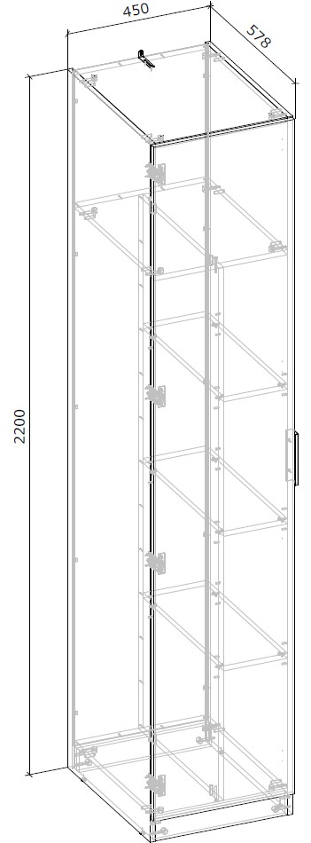 Шкаф Грейд Асти Модуль-4 2200х450х578 мм нимфея альба / нимфея альба