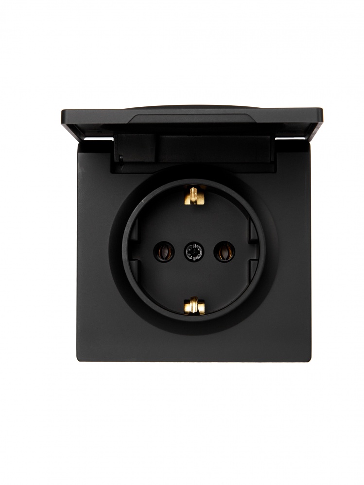 Розетка з кришкою побутова із заземленням Lezard LETO IP20 антрацит 752-4200-123B