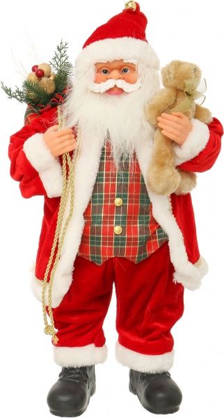 Декоративна фігура Дід Мороз червоно-зелений S16175B 60 см 