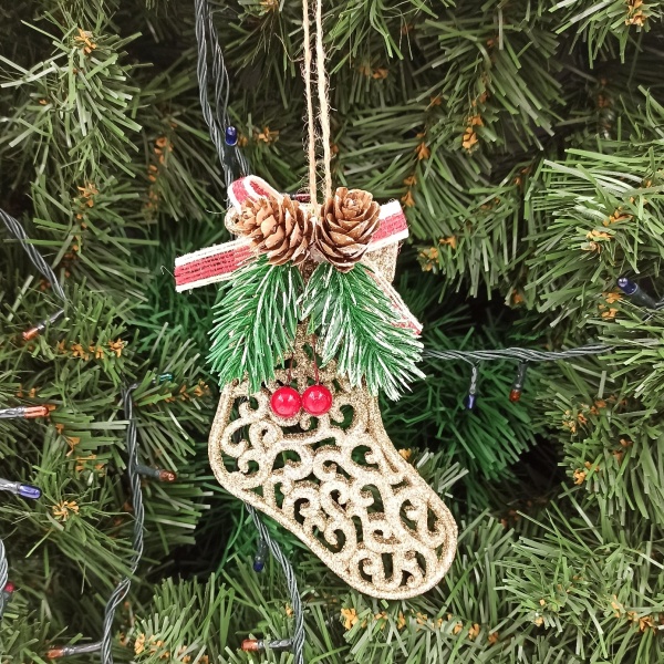 Ялинкова іграшка Чобіт 11 см золотистий