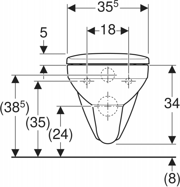 Унітаз підвісний Geberit Selnova Square 501.961.00.1 воронкоподібний Rimfree з сидінням з кришкою