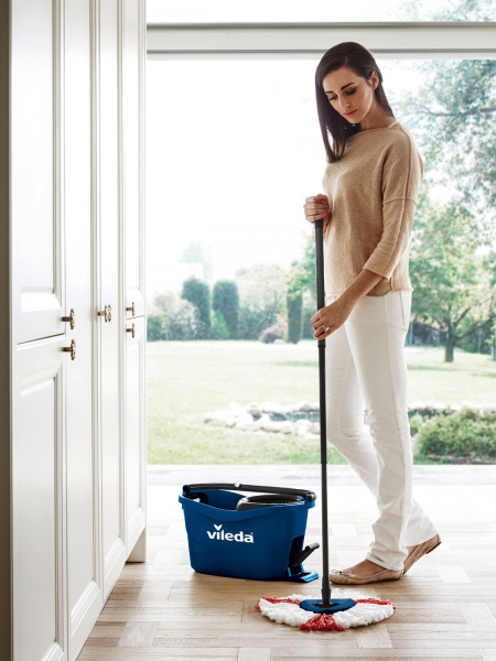 Комплект швабра и ведро с механическим отжимом для пола Vileda Тurbo синий 14,5 см 