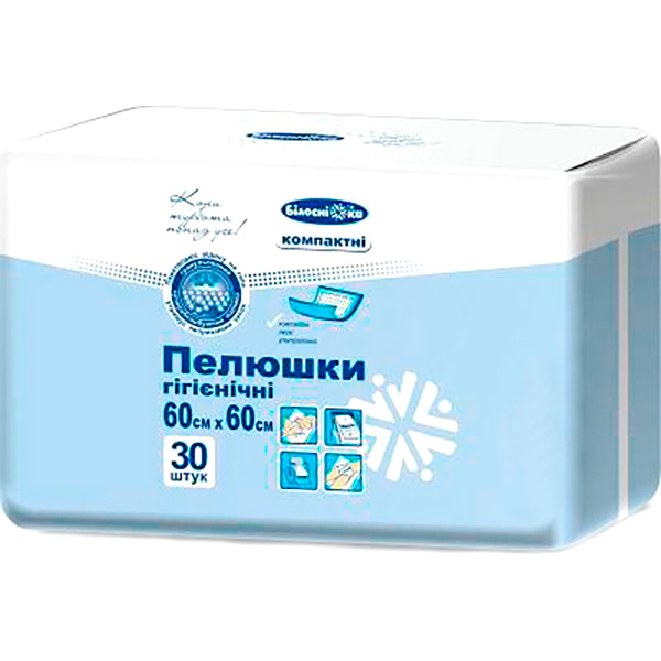 Пеленки Білосніжка компактные 60х60 см 30 шт. 4820180243099