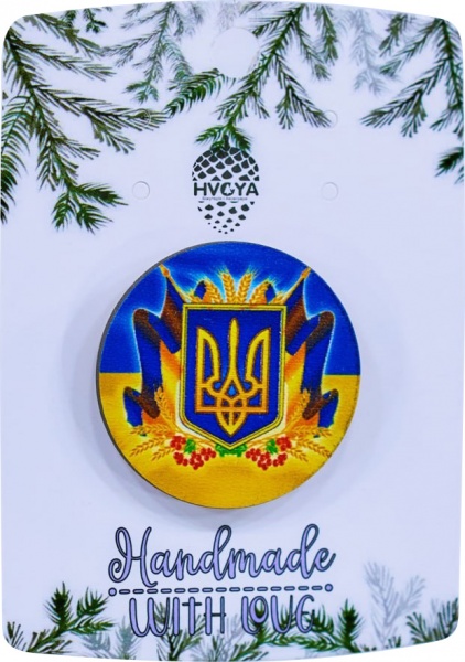 Брошь Тризубец разноцветный 