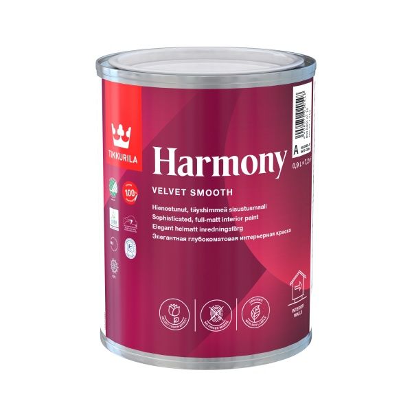 Фарба акрилатна водоемульсійна TIKKURILA Harmony база А глибокий мат білий 1,3кг