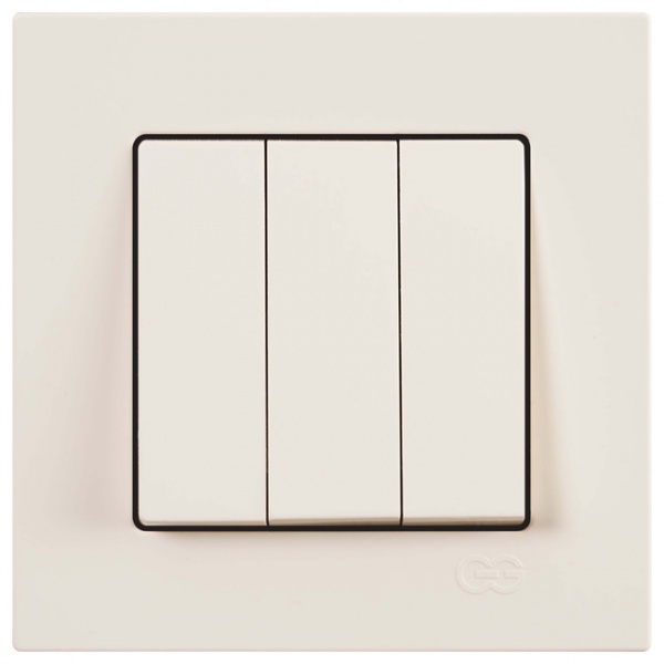 Вимикач триклавішний Gunsan Eqona без підсвітки крем 01 40 12 00 100 160