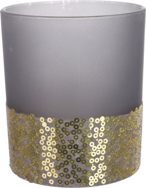 Подсвечник-стакан стеклянный с золотым принтом 9х9х10 см ABT612080