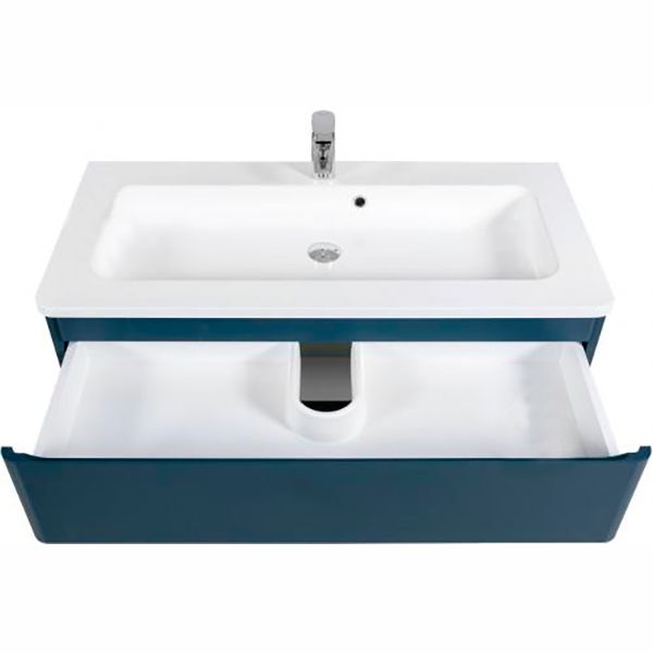 Тумба підвісна Aqua Rodos Акцент синій мат з умивальником Альфа 100