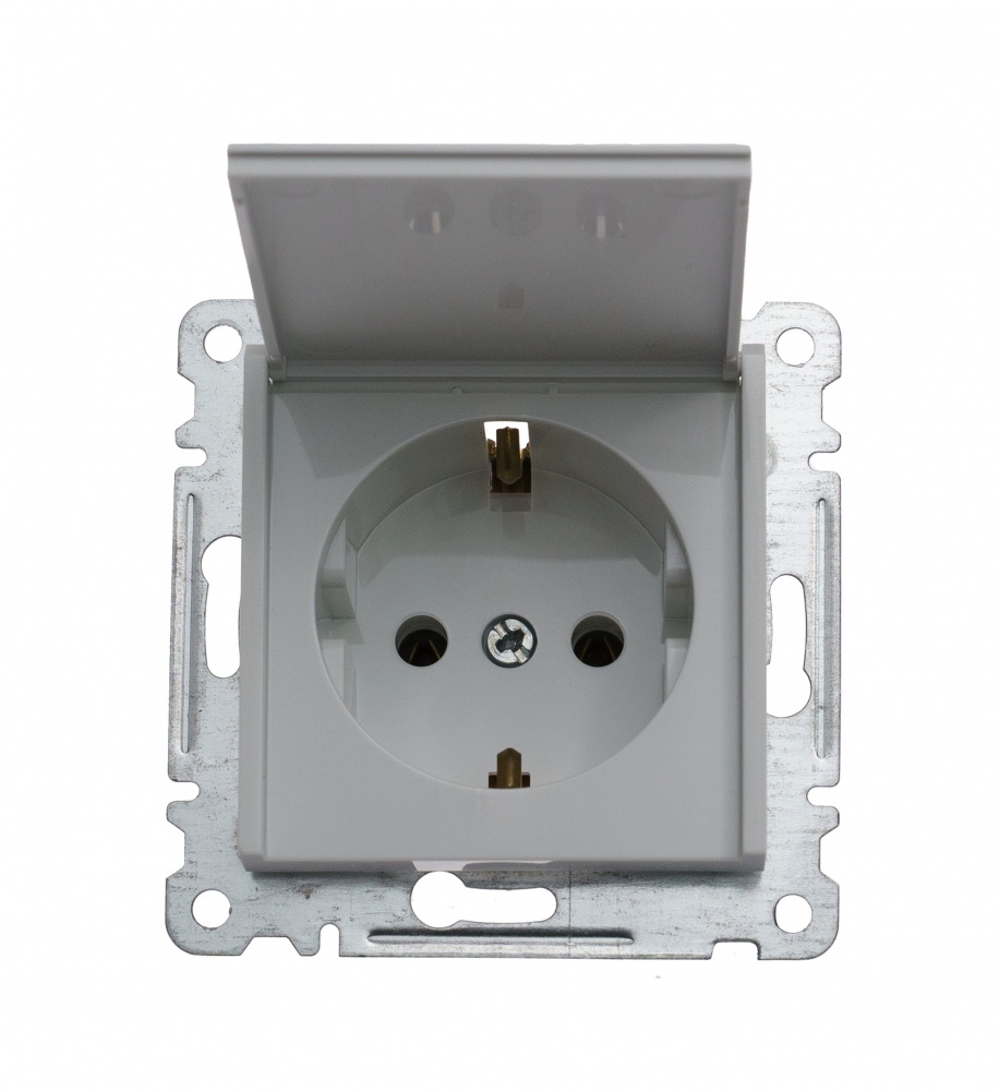 Механізм розетки із заземленням Makel Karea IP20 білий 57001029