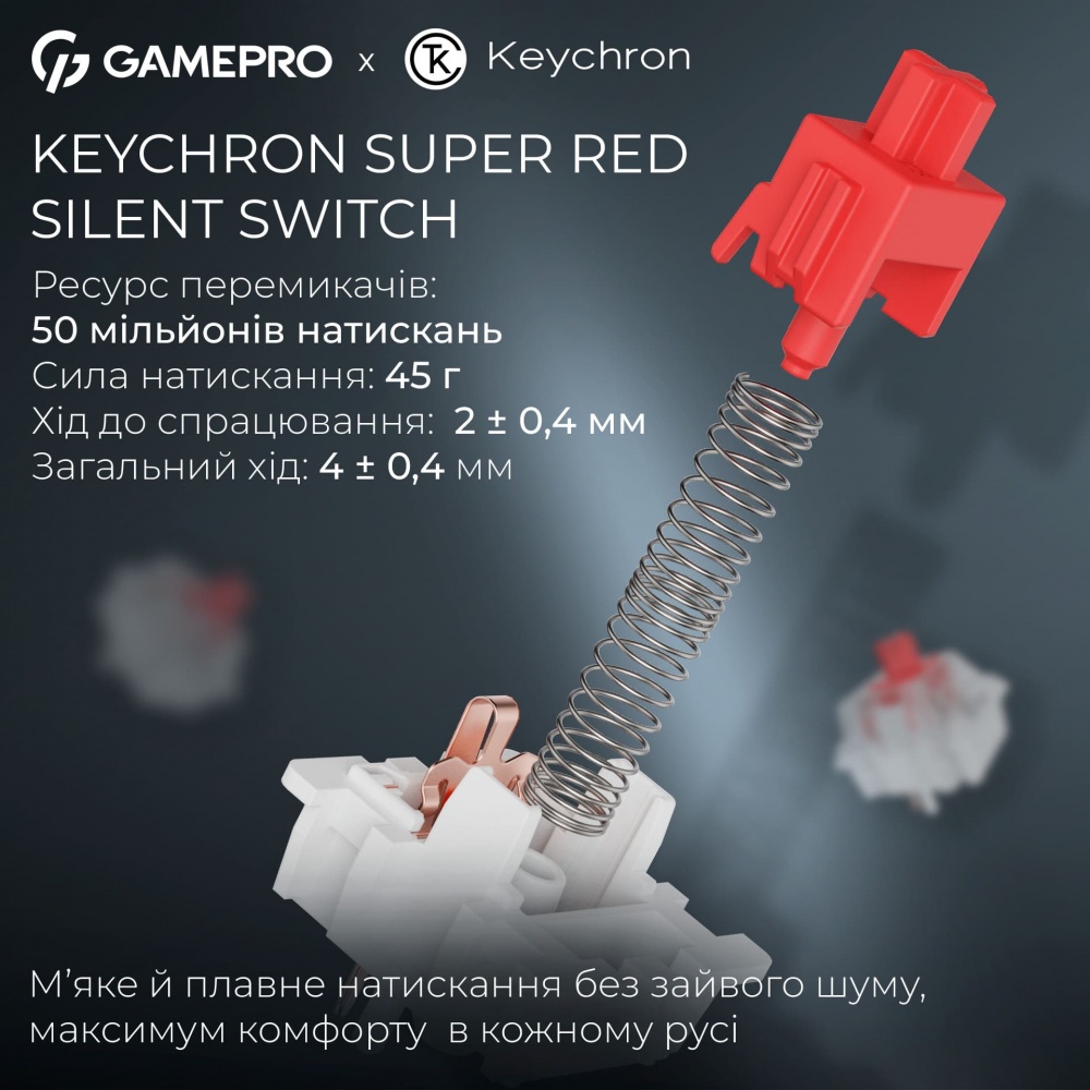 Клавиатура игровая GamePro (MK266BK) Asgard Yord Keychron Super Red Switch Wireless/Bluetooth/USB Black black